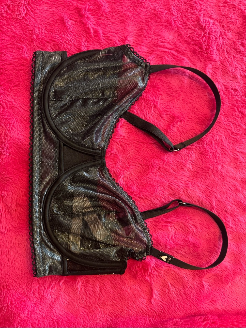 Victoria's Secret Black Metallic Sheer Underwire Bralette